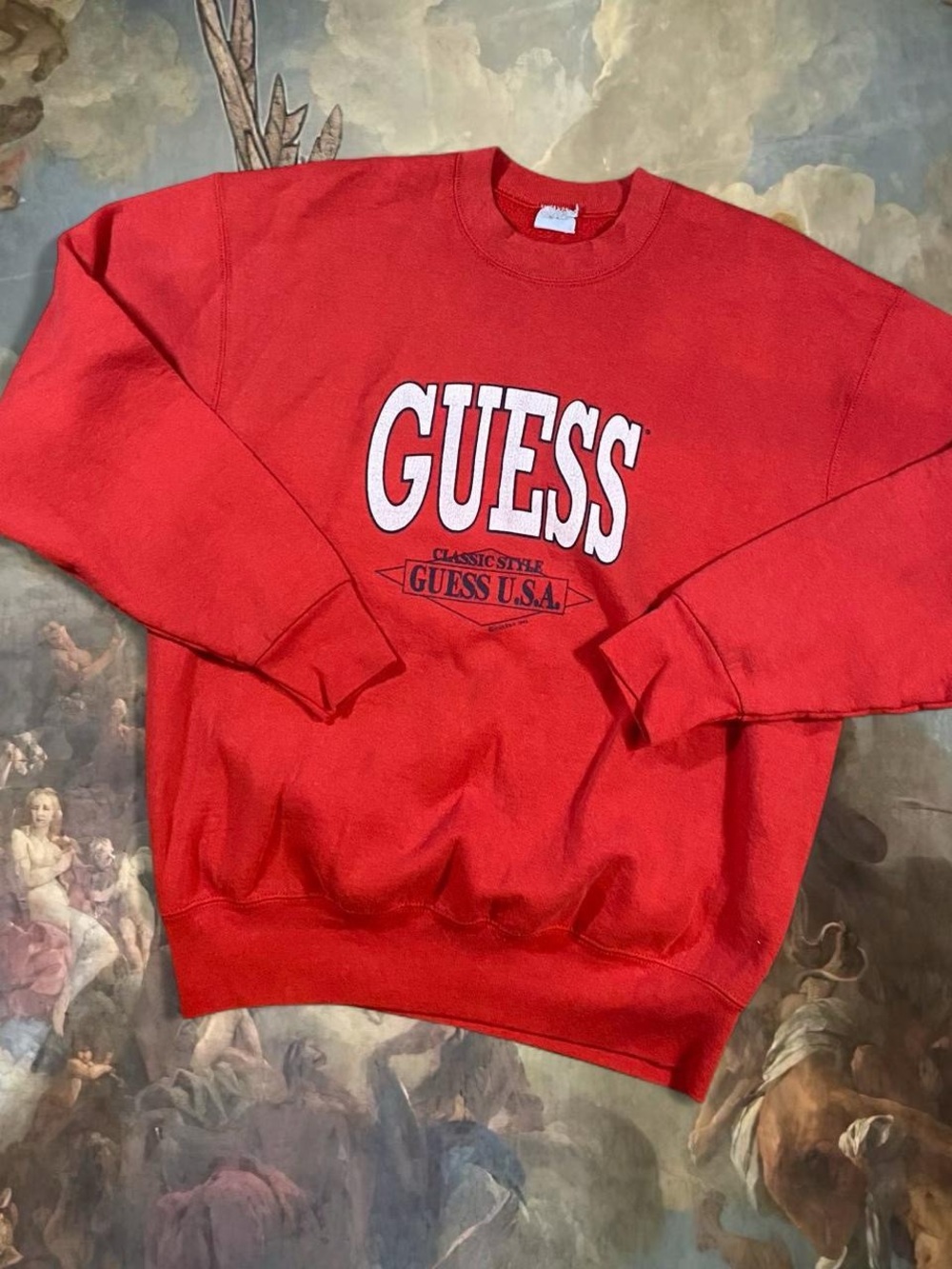 Vintage GUESS Red Classic Logo Crewneck Sweater